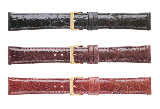 K331L WBHQ Croco Grain Leather Watchbands Black Long MM size 18